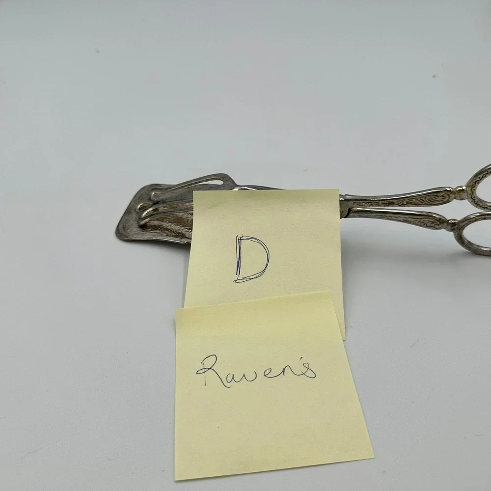 Vintage Ornate Silver Plated Scissor Serving Tongs EP Zinc Repousse Pastry Tongs
